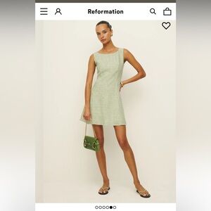 NWT Reformation Amorette Avocado Checked Linen sheath mini dress